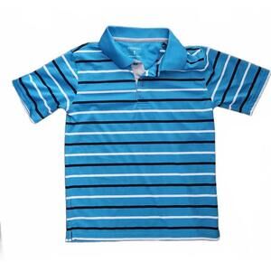 George Boys  YouthBlue White Black Striped Polo Shirt Size Medium